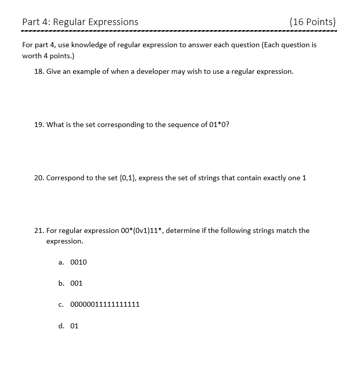 Solved For Part 4, Use Knowledge Of Regular Expression To | Chegg.com