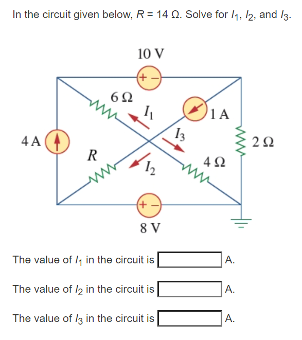Solved In the circuit given below, R = 14 N. Solve for 11, | Chegg.com