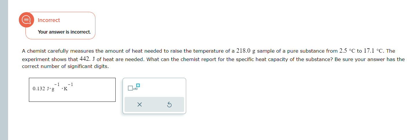 Solved Incorrect Your answer is incorrect. - kJ 1: Your | Chegg.com
