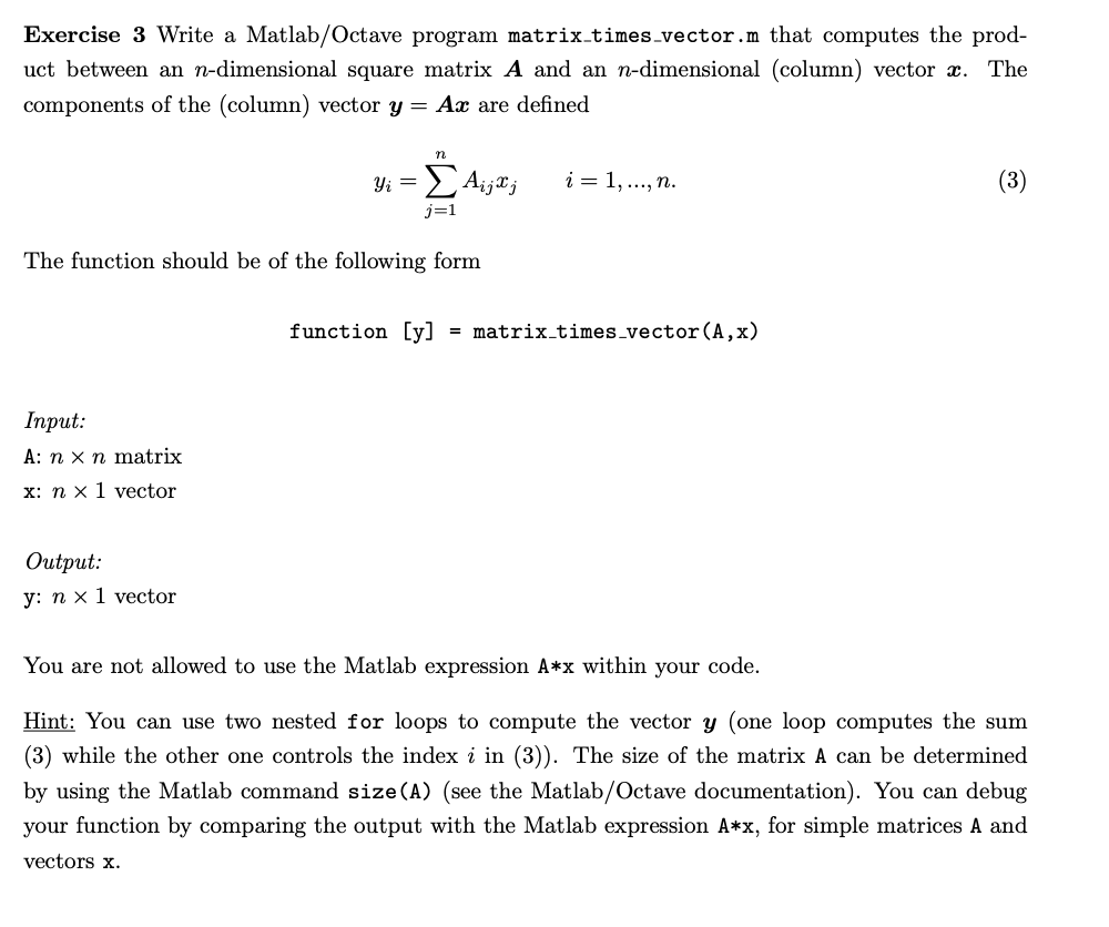 Solved Exercise 3 Write A Matlab Octave Program