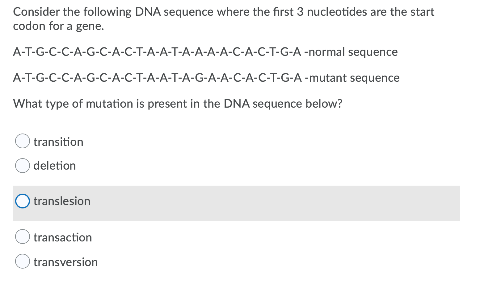 Solved what type of mutation is present in the dna