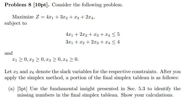 Solved Problem 8[10pt]. Consider The Following Problem. | Chegg.com