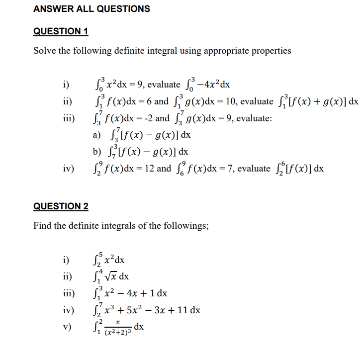 Solved ANSWER ALL QUESTIONS QUESTION 1 Find the following | Chegg.com