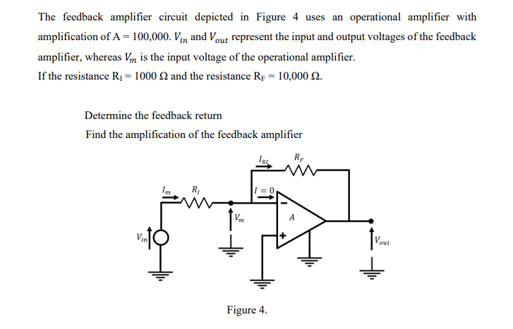 Solved The Feedback Amplifier Circuit Depicted In Figure 4 | Chegg.com