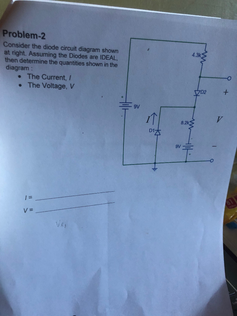 Solved Problem-2 Consider the diode circuit diagram shown at | Chegg.com