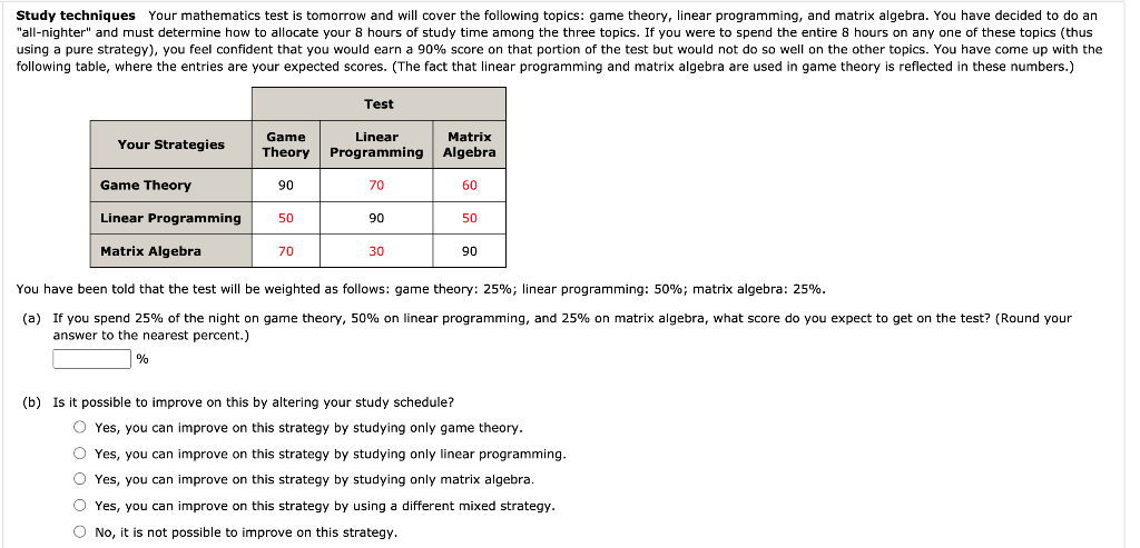 Solved Study techniques Your mathematics test is tomorrow | Chegg.com