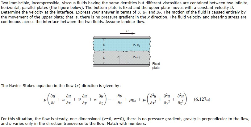 Solved Two Immiscible, Incompressible, Viscous Fluids Having | Chegg.com