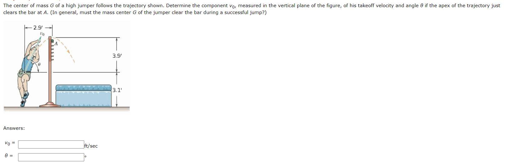 Solved The center of mass G of a high jumper follows the | Chegg.com