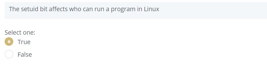 Solved The setuid bit affects who can run a program in Linux | Chegg.com