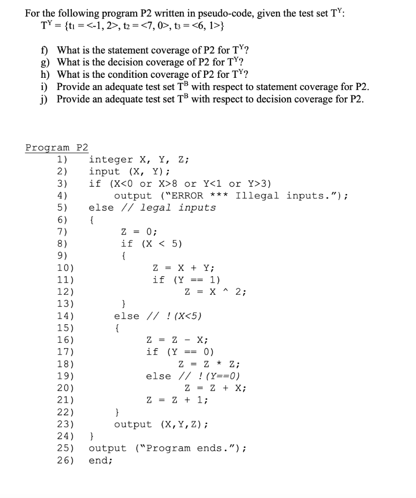 Solved For The Following Program P2 Written In Pseudo-code, | Chegg.com