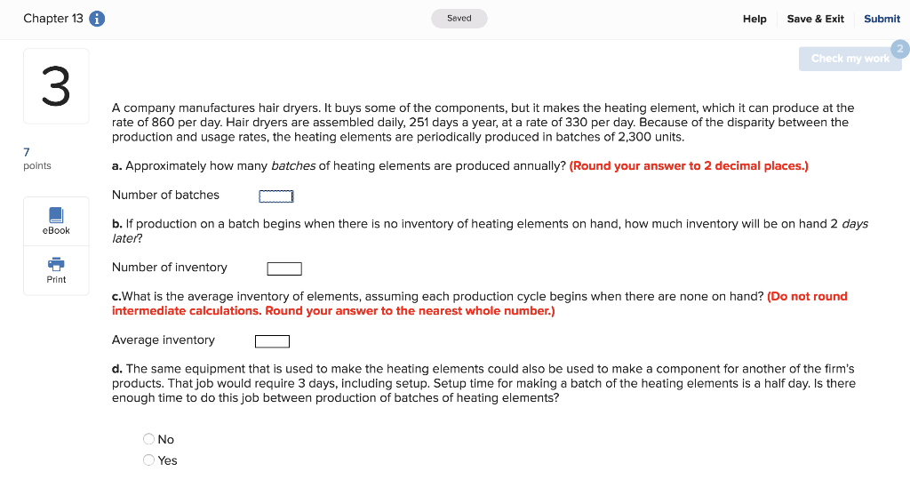 Solved Chapter 13 Saved Help Save & Exit Submit Check my | Chegg.com