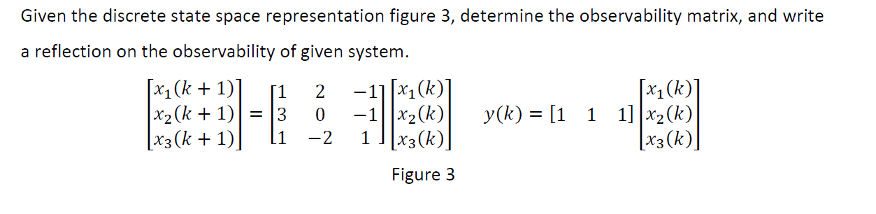Solved Given the discrete state space representation figure | Chegg.com