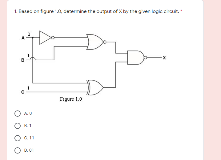 Solved 1. Based on figure 1.0, determine the output of X by | Chegg.com