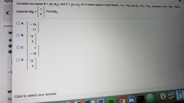 Solved Consider Two Bases B={b1,b2} And C={c1,c2} For A | Chegg.com