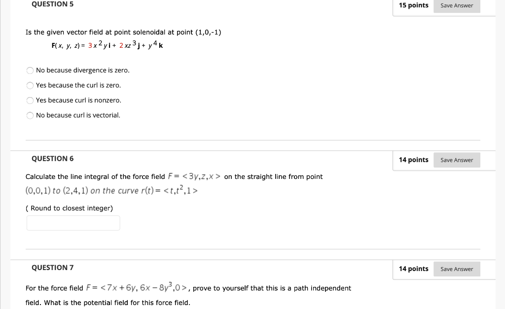 Solved QUESTIONS 15 points Save Answer Is the given vector | Chegg.com