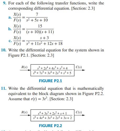 Solved A 9 For Each Of The Following Transfer Functions