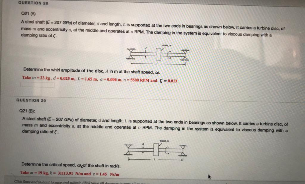 Solved Question 27 Q The Rotor Of A Steam Turbine Wit Chegg Com