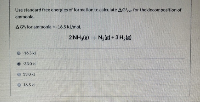 Solved Use standard free energies of formation to calculate | Chegg.com