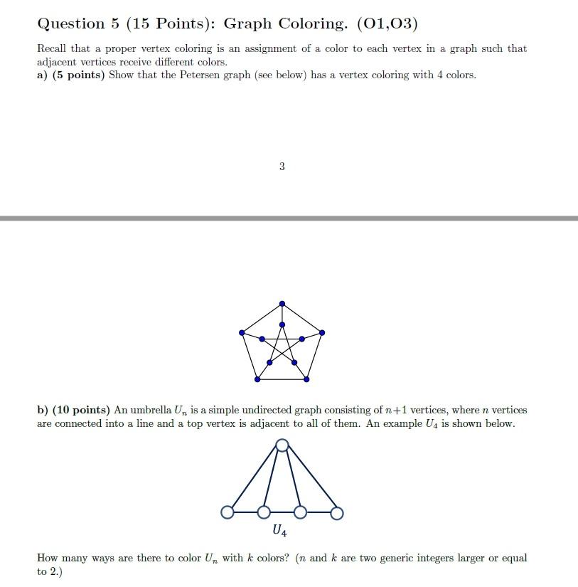 Solved Question 5 (15 Points): Graph Coloring. (O1,O3) | Chegg.com