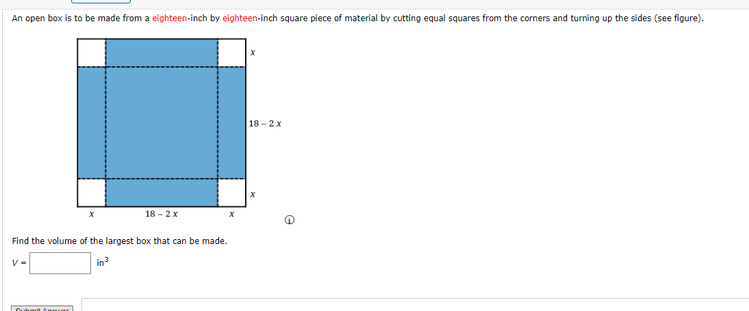Solved Find the volume of the largest box that can be made. | Chegg.com