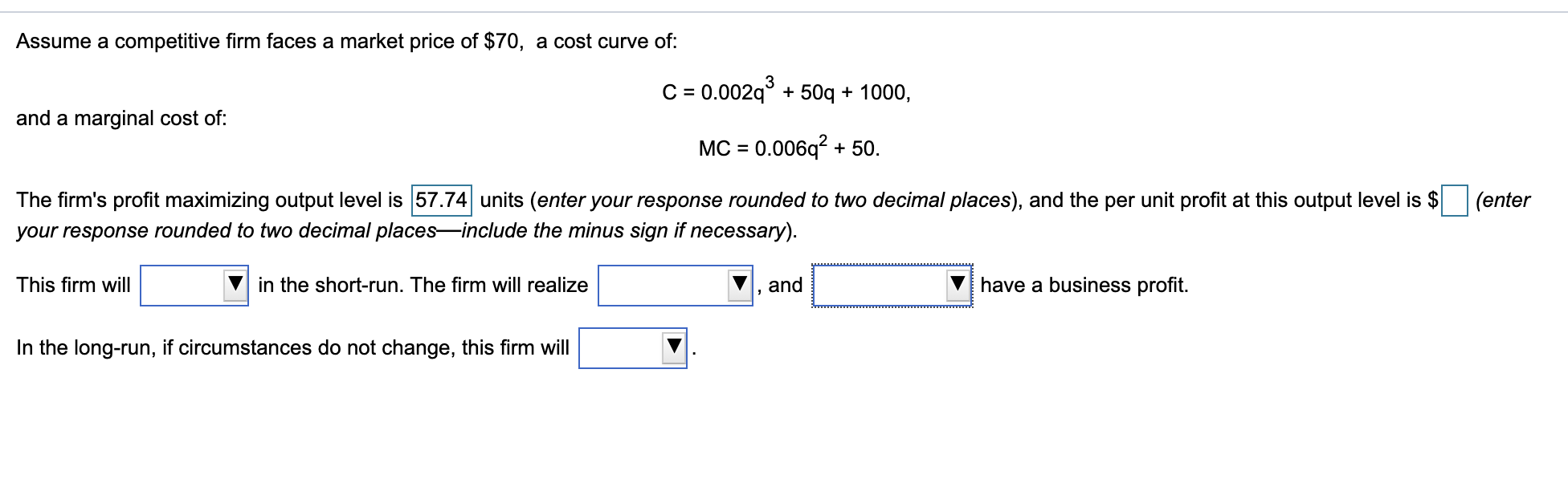 Solved Assume a competitive firm faces a market price of | Chegg.com