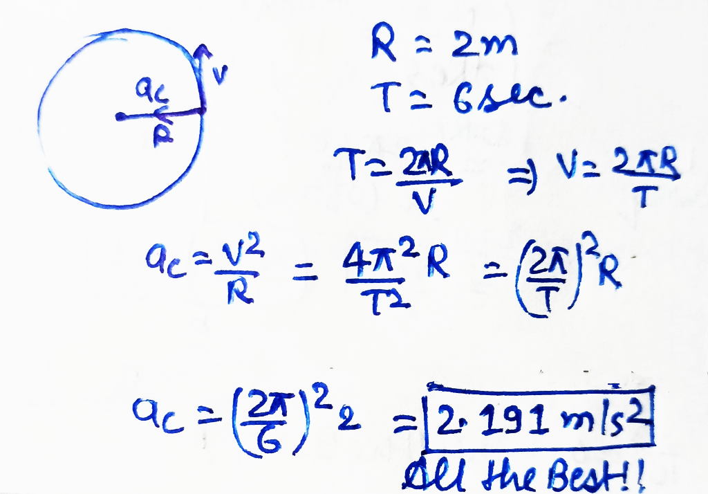 R: 2м Те си. ac eva T= 2R T ac=v² R =) V: 24 4те - (2)*2 = 2. 191 ml 2 aca фа е ведн!