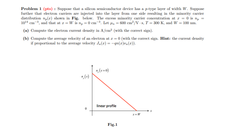 Solved Problem 1 (pts) : Suppose that a silicon | Chegg.com
