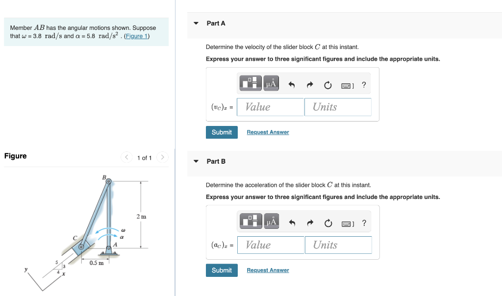 Solved Part A Member AB has the angular motions shown. | Chegg.com