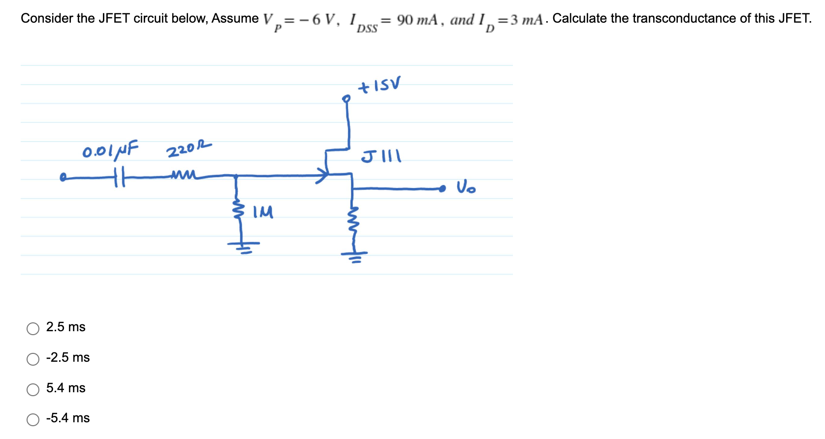 Solved Consider the JFET circuit below, Assume V,=-6V, 1, = | Chegg.com