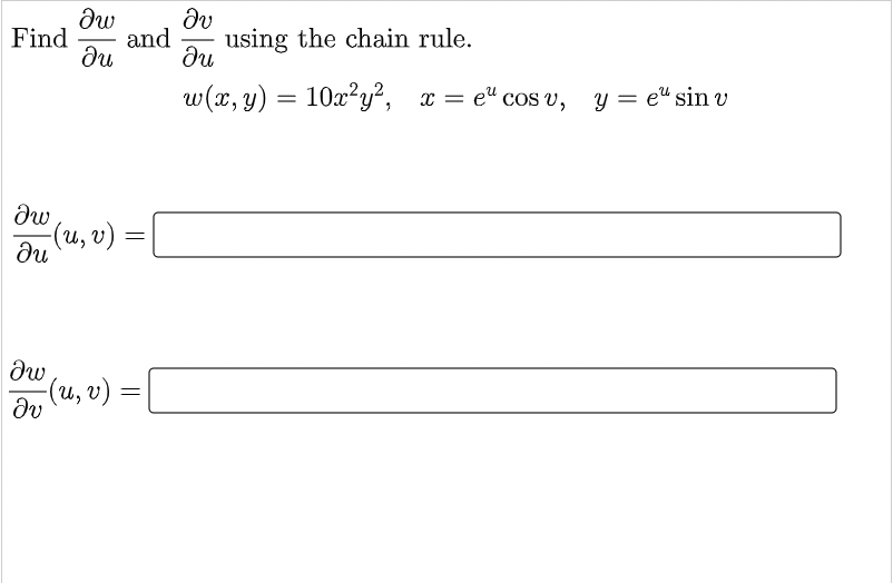 Solved Find ∂u∂w And ∂u∂v Using The Chain Rule