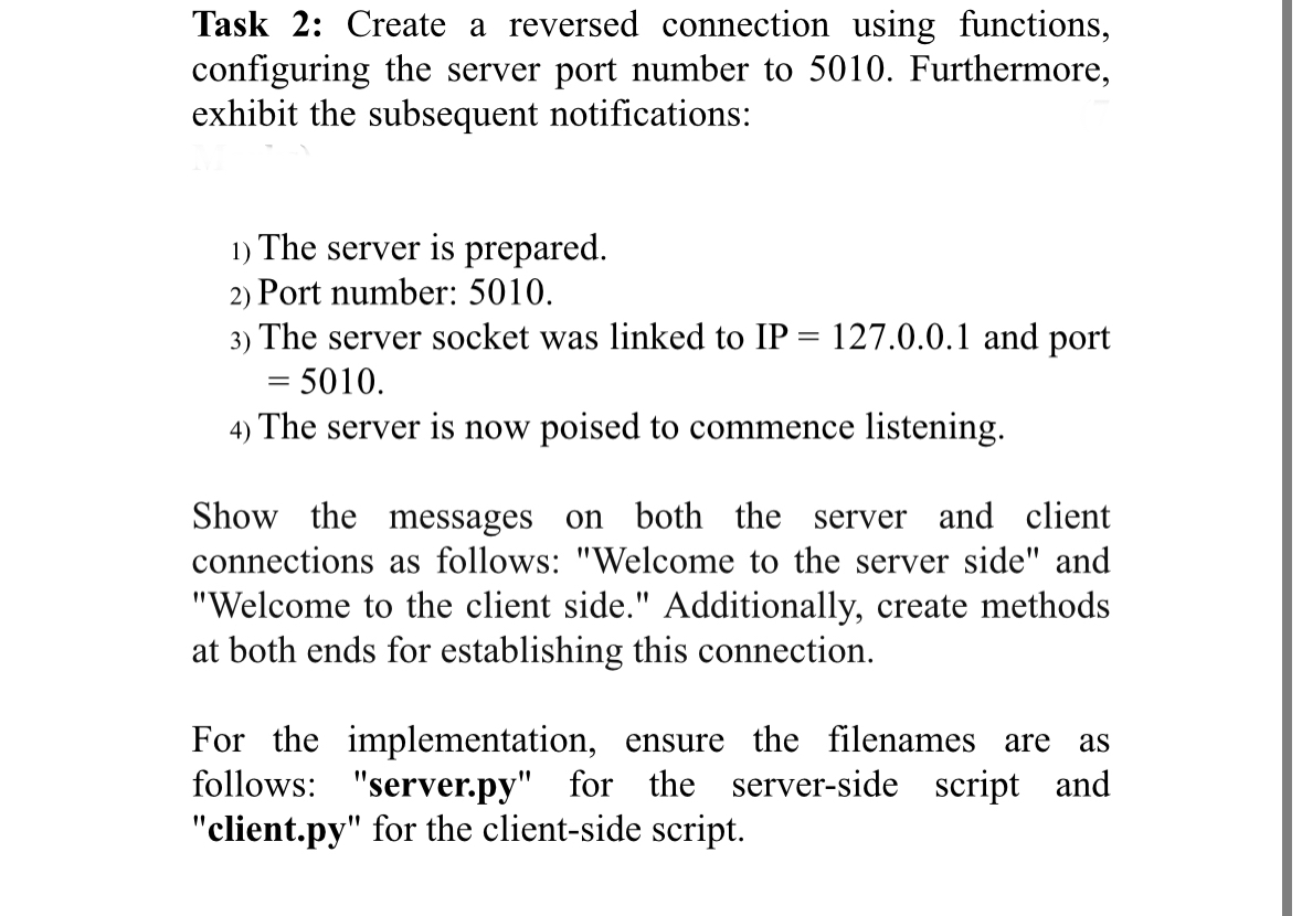 Solved Task 2: Create a reversed connection using functions, | Chegg.com