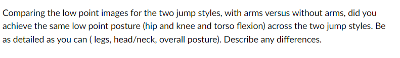 Comparing the low point images for the two jump | Chegg.com