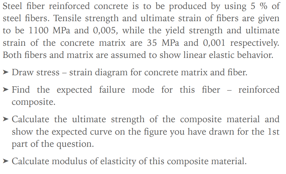 Solved Steel Fiber Reinforced Concrete Is To Be Produced By | Chegg.com