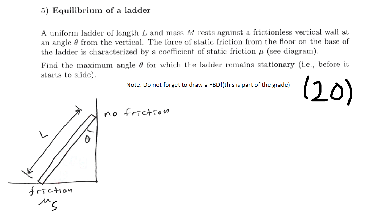 Solved 5) Equilibrium of a ladder A uniform ladder of length | Chegg.com