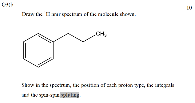 Solved Draw the 1H nmr spectrum of the molecule shown. Show | Chegg.com