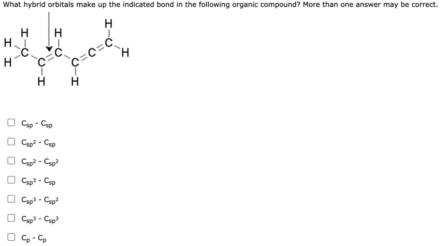Solved What hybrid orbitals make up the indicated bond in | Chegg.com