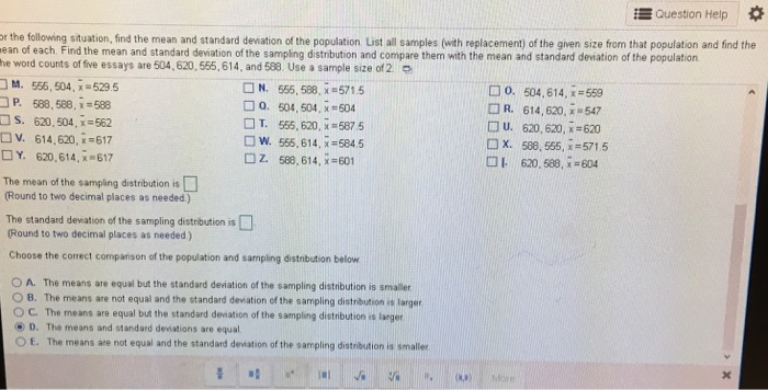 Solved For the following situation, find the mean and | Chegg.com