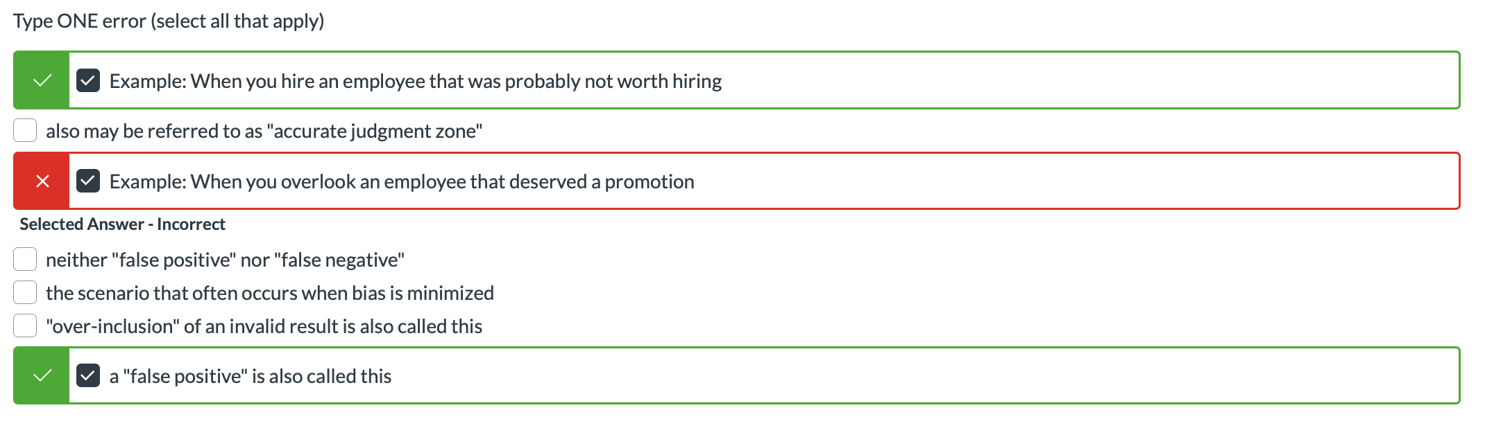 Solved Type ONE error (select all that apply) Example: When | Chegg.com