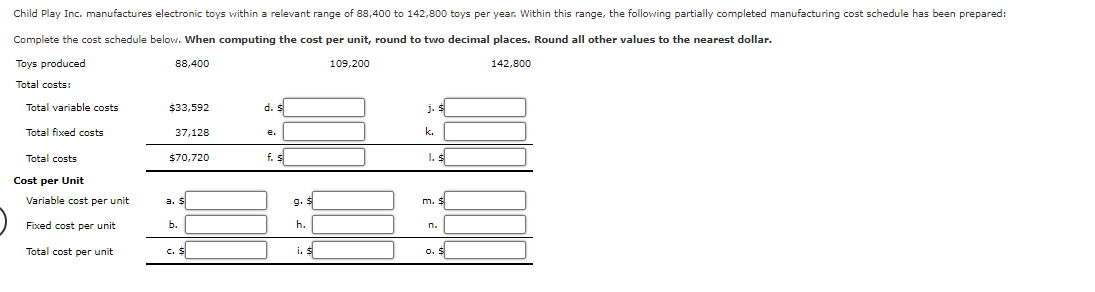 Solved Complete the cost schedule below. When computing the | Chegg.com