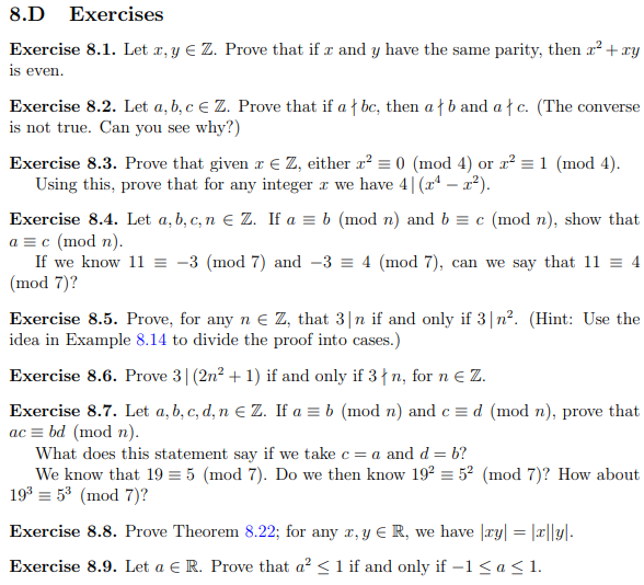 Solved 8 D Exercises Exercise 8 1 Let R Y E Z Prove Th Chegg Com