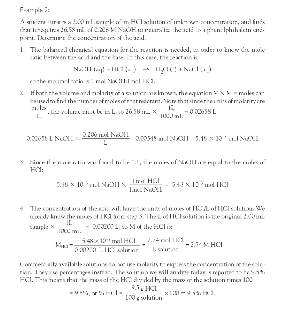 Example 2: A student titrates a 2.00 mL sample of an | Chegg.com