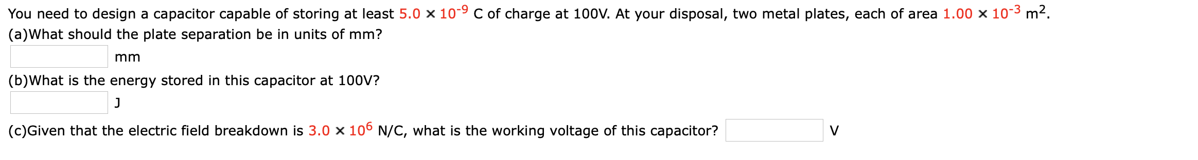 Solved You need to design a capacitor capable of storing at | Chegg.com