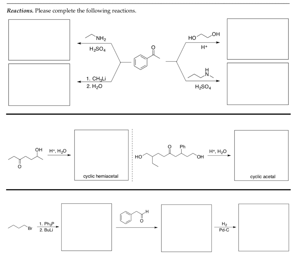 Solved Reactions. Please complete the following reactions. | Chegg.com