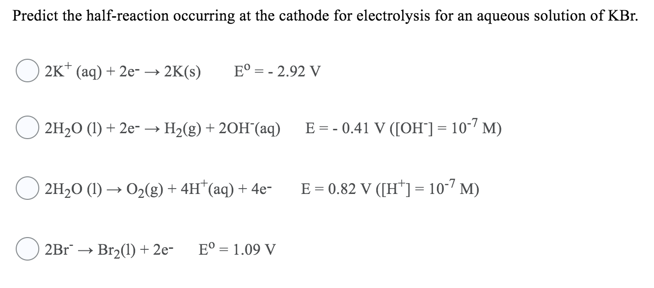 Solved Predict The Half-reaction Occurring At The Cathode 