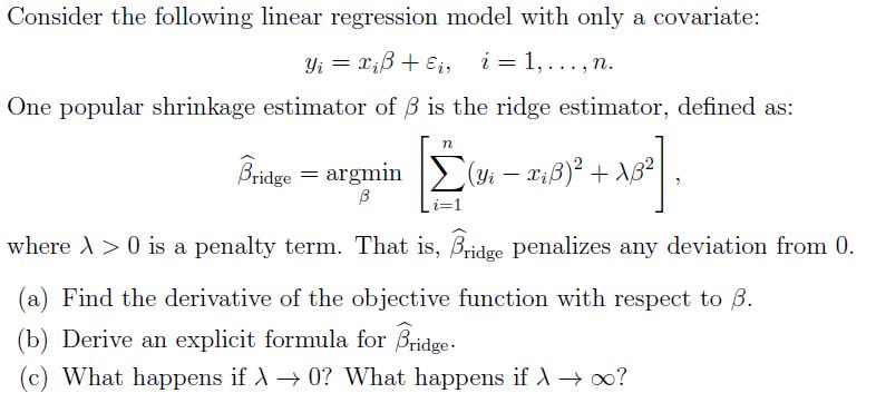 Solved Consider The Following Linear Regression Model With 6060