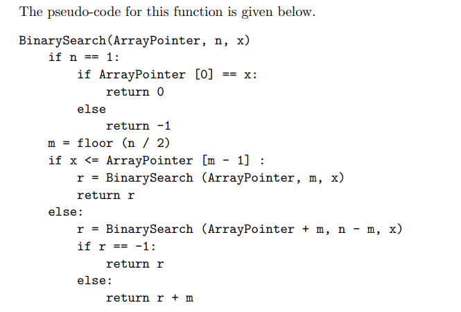 Solved Please implement the above binary search in | Chegg.com