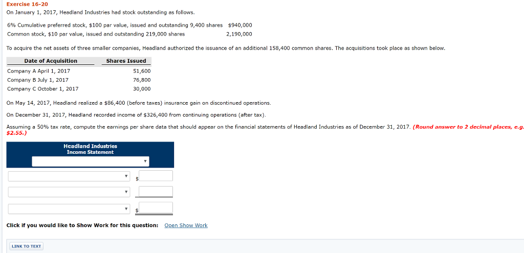 Solved Exercise 16-20 On January 1, 2017, Headland | Chegg.com