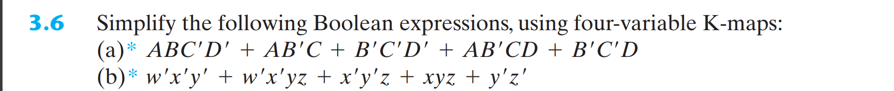 Solved 3.6 ﻿Simplify The Following Boolean Expressions, | Chegg.com