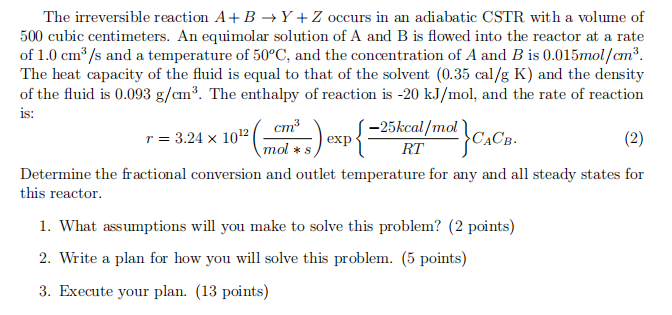 Solved Topic: Adiabatic CSTR Urgent help , really | Chegg.com