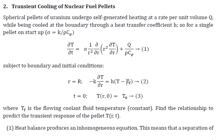 2. Transient Cooling of Nuclear Fuel Pellets | Chegg.com